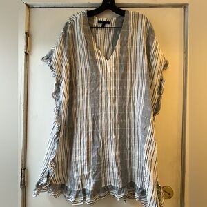 BCBG cotton white and navy short tent dress